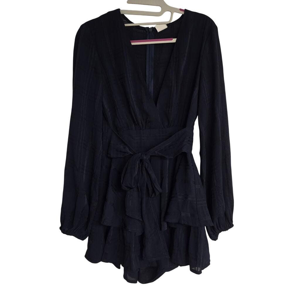 Women's Selfie Leslie Navy Blue Fit & Flare Long Sleeve Romper | Size XS - Picture 2 of 11